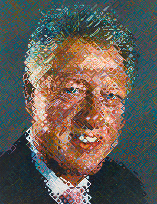 Chuck Close, <em>William Jefferson Clinton</em> (2006). Courtesy of the National Portrait Gallery, lent by Ian and Annette Cumming, ©Chuck Close.