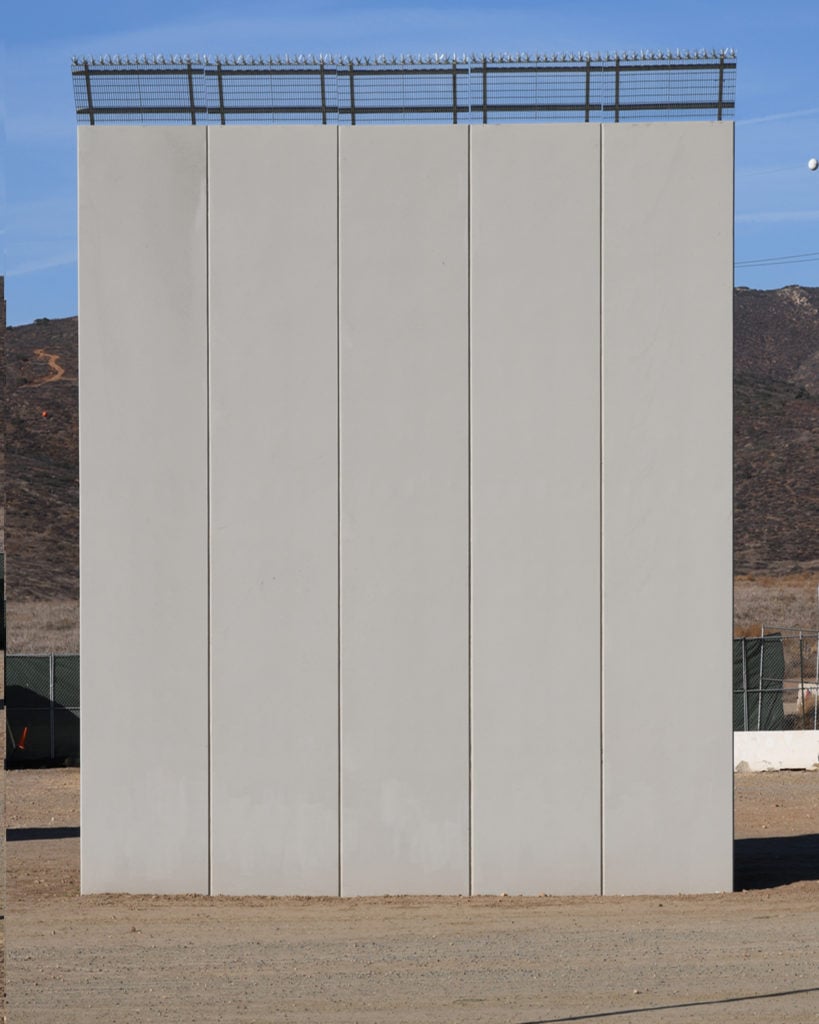 One of the Mexican border wall prototypes. Photo courtesy of Bjarni Grimsson.