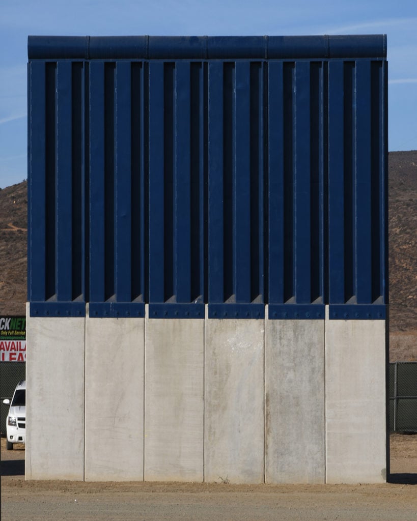One of the Mexican border wall prototypes. Photo courtesy of Bjarni Grimsson.