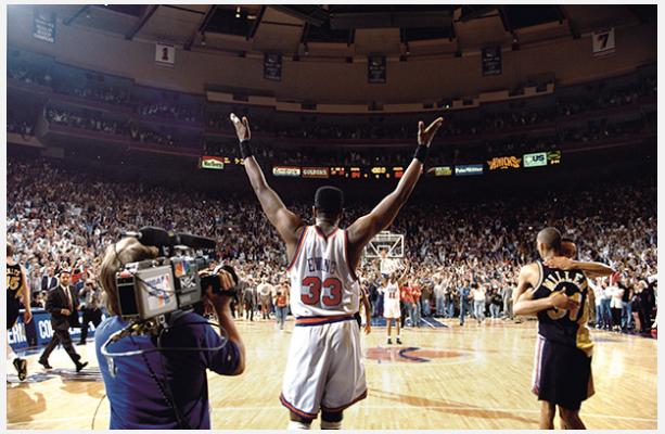 George Kalinsky, Patrick Ewing and the Knicks win the NBA Eastern Conference Championship, June 5, 1994. Photo courtesy of the New-York Historical Society.