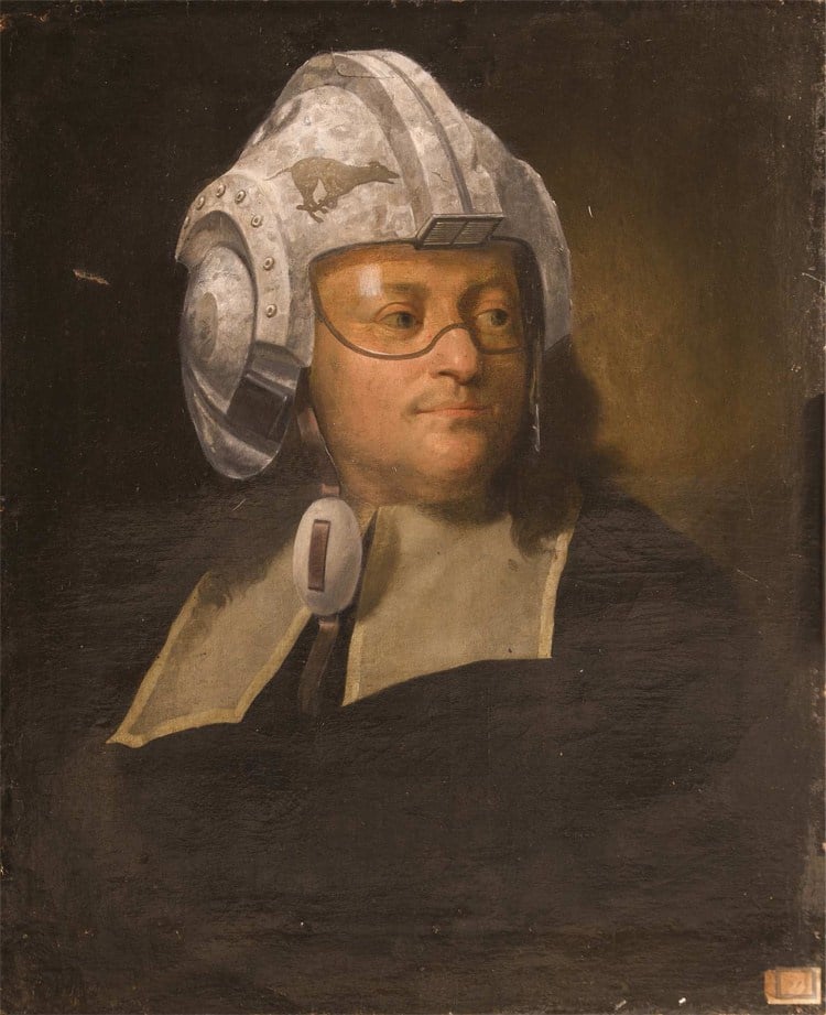 Riccardo Mayr, Manchild, after Ferrarese School, 18th century Portrait of a Man. Courtesy of Gallery 30 South.