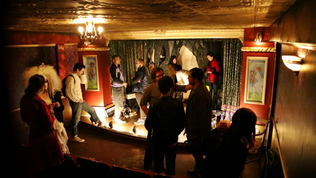 The debut of Machine's basement Mystery Theater in 2014. Image courtesy of Machine Project.