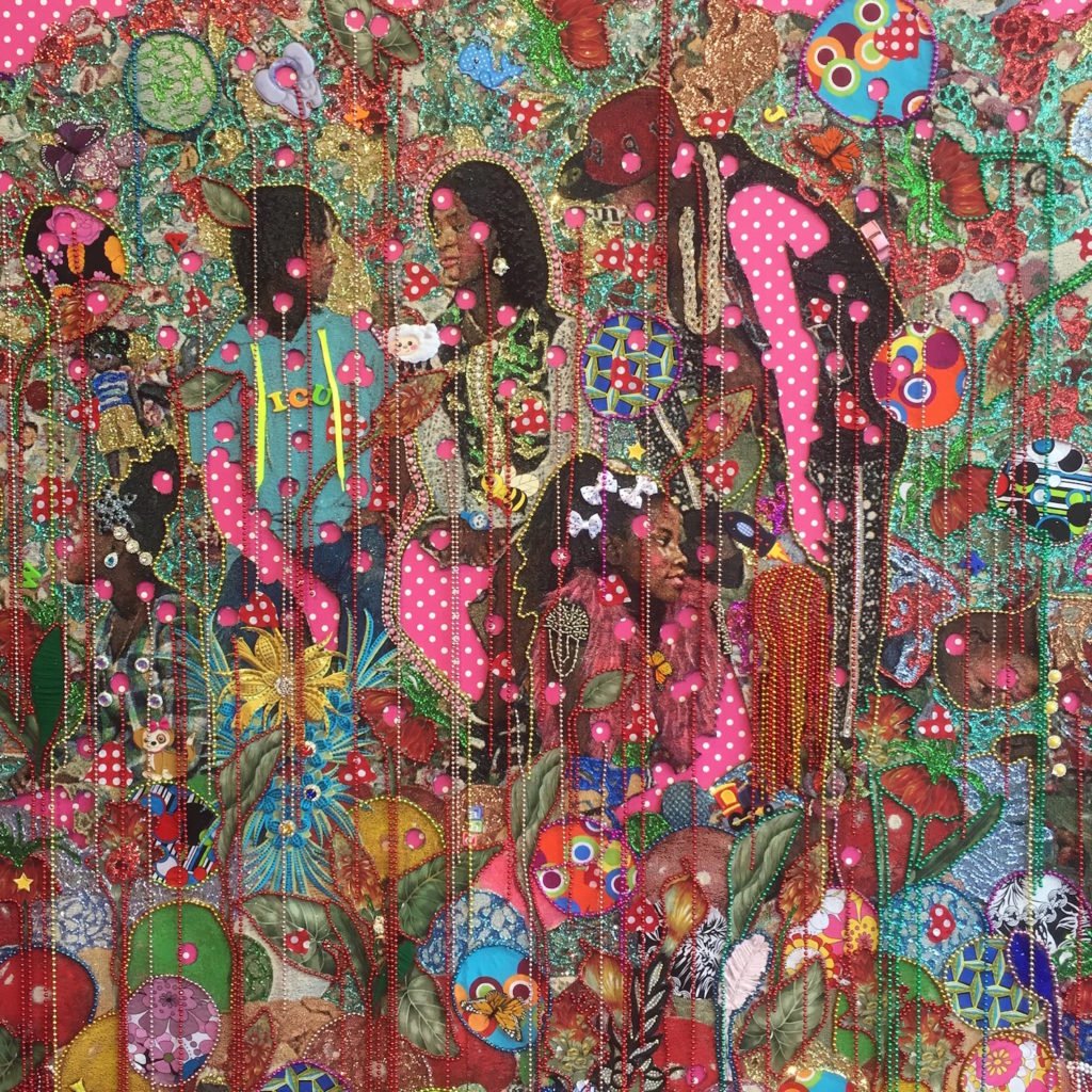 Ebony G. Patterson, <em>....love....(when they grow up)</em>, detail (2016), installed at the 32nd São Paulo Bienal. Photo courtesy of the artist.