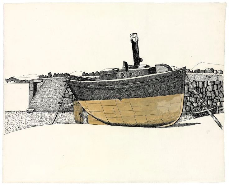 Lucian Freud, <em>Boat, Connemara</em>. Courtesy Stephen Ongpin Fine Art.