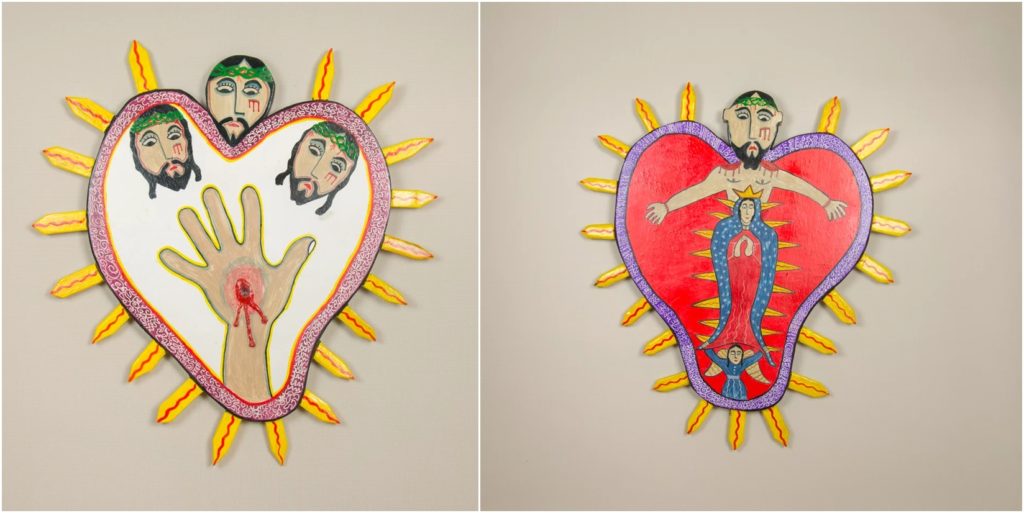 Nicholas Herrera's El Mano de Corazon and Por el Amor de Dios (2017). Courtesy of the artist and Evoke Contemporary Gallery.