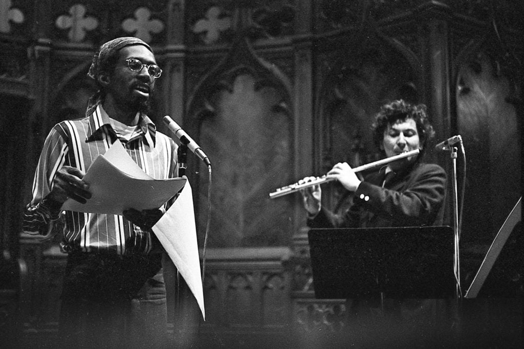 Julius Eastman and Petr Kotik rehearse Eastman's Trumpet (1970). Photo: Ron Hammond.
