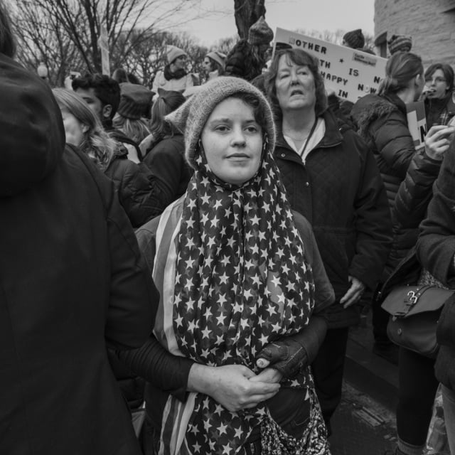 Photo from <em>Larry Fink: The Outpour</em>, taken at ​the Women's March on Washington. Photo courtesy of Larry Fink.