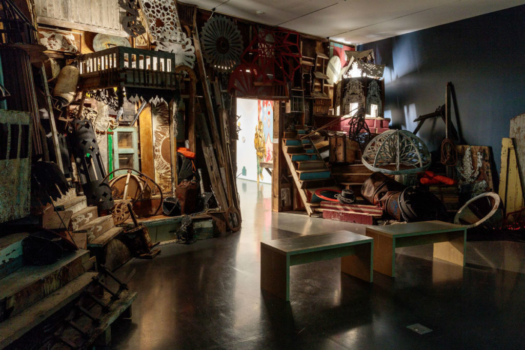 The collaboration room in Swoon's "The Canyon" at Contemporary Art Center, St. Louis. Image courtesy Tod Seelie.