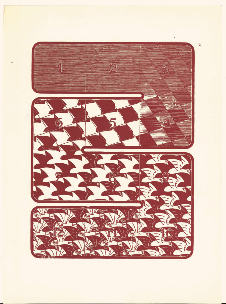 M.C. Escher, <em>Regular Division of the Plane I</em>. ©2018 the M.C. Escher Company.
