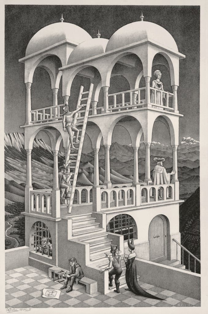 M.C. Escher, <em>Belvedere</em>. ©2018 the M.C. Escher Company.