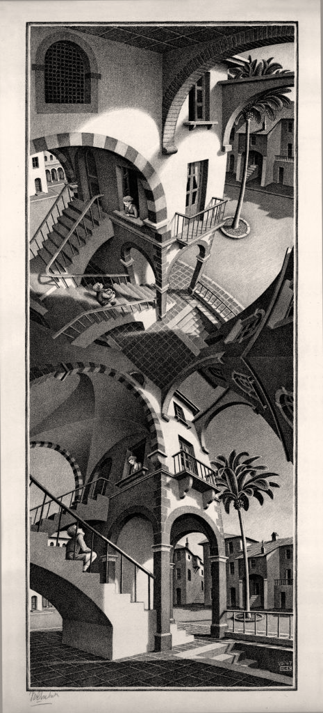 M.C. Escher, <em>Up and Down</em>. ©2018 the M.C. Escher Company.