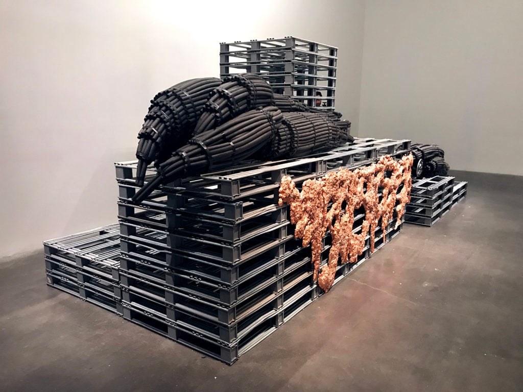 KERNEL, <em>As you said, things resist and things are resistant</em> (2018) at "2018 Triennial: Songs for Sabotage" at New York's New Museum. Photo courtesy of Andrew Goldstein.