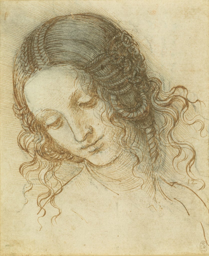 Leonardo da Vinci, <em>The head of Leda</em> (circa 1505–08). Courtesy of the Royal Collection Trust/©Her Majesty Queen Elizabeth II 2018.