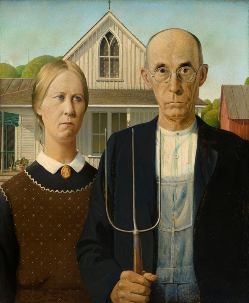 Grant Wood's American Gothic (1930). Courtesy of the Art Institute of Chicago.