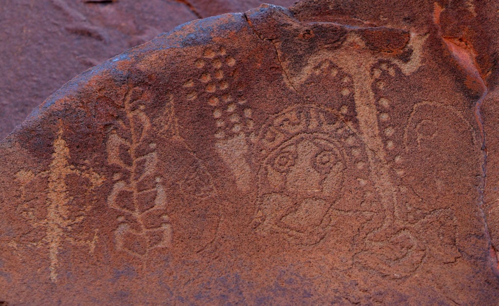 Ancient Aboriginal rock carvings on the Burrup Peninsula, in 2008. Photo courtesy Greg Wood/AFP/Getty Images.