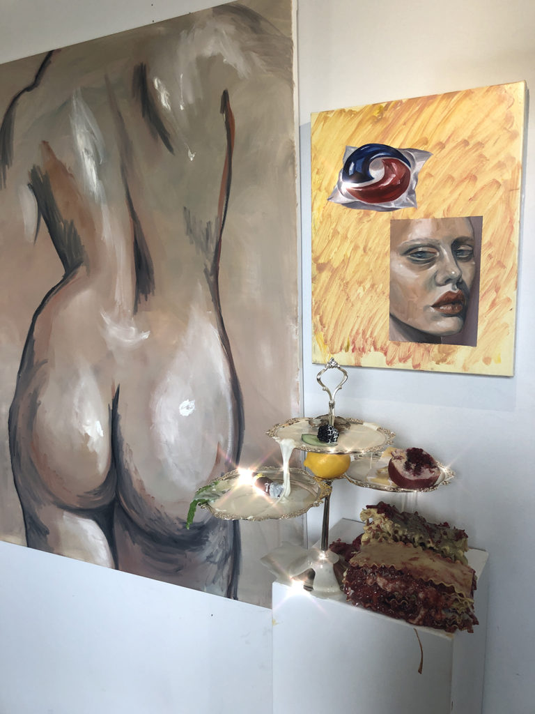 Chloe Wise's Tide POD painting on display in her studio. Photo courtesy of the artist.