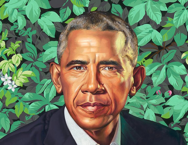 Kehinde Wiley, Barack Obama (2018). Courtesy of the National Portrait Gallery.