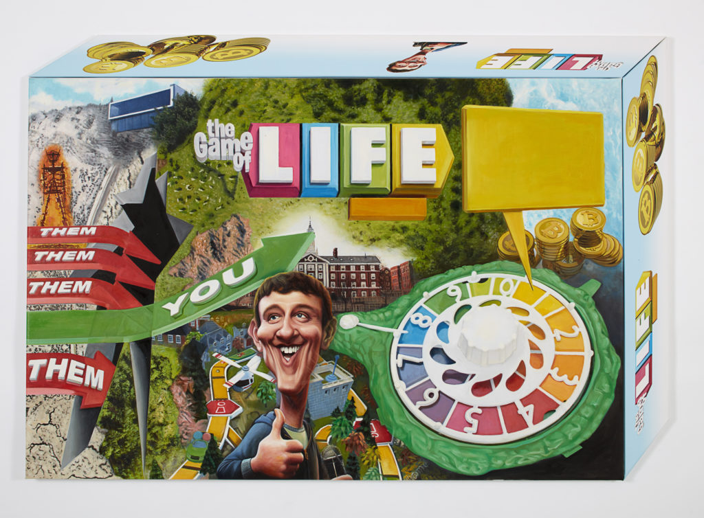 Simon Denny's Canvas Work Game of Life Cover (2017). Courtesy of Michael Lett, Auckland.