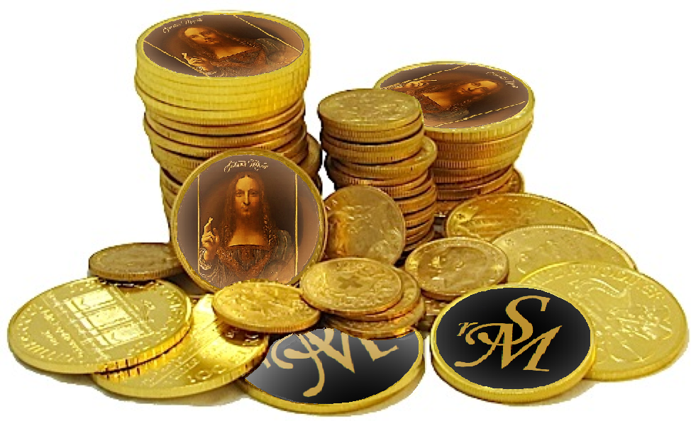 Promotional image for Elliott Arkin and Marc Lafia's Salvator Mundi Cryptocurrency. Courtesy of the artists.
