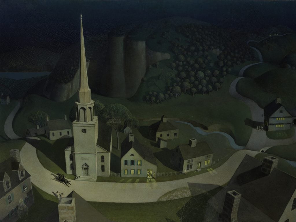 Grant Wood's <i>The Midnight Ride of Paul Revere</i> (1931). Courtesy of the Metropolitan Museum of Art, NY. 