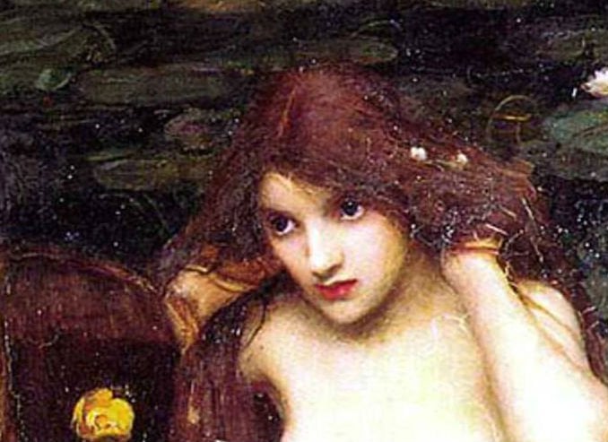 John William Waterhouse, Hylas and the Nymphs (1869), detail. Collection of Manchester Art Gallery. Public Domain.