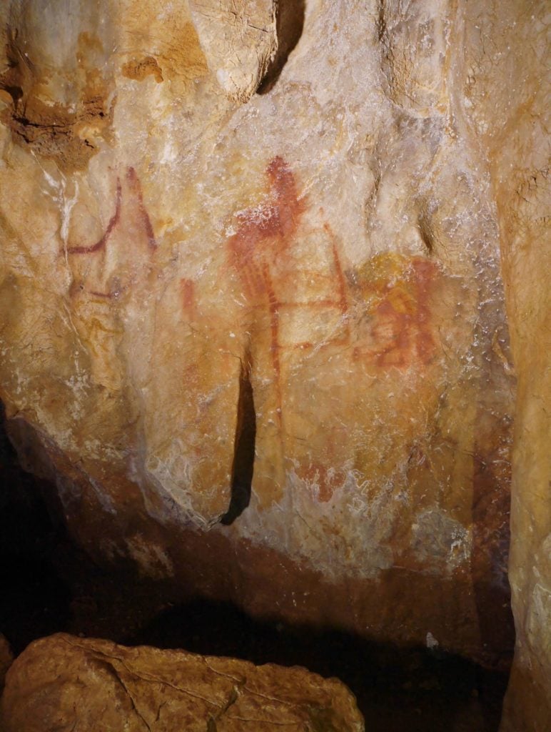 A ladder-like drawing in Spain's La Pasiega cave, thought to have been made 64,000 years ago by Neanderthals. Photo courtesy of C.D Standish, A.W.G. Pike, and D.L. Hoffmann/Max Planck Institute For Evolutionary Anthropology