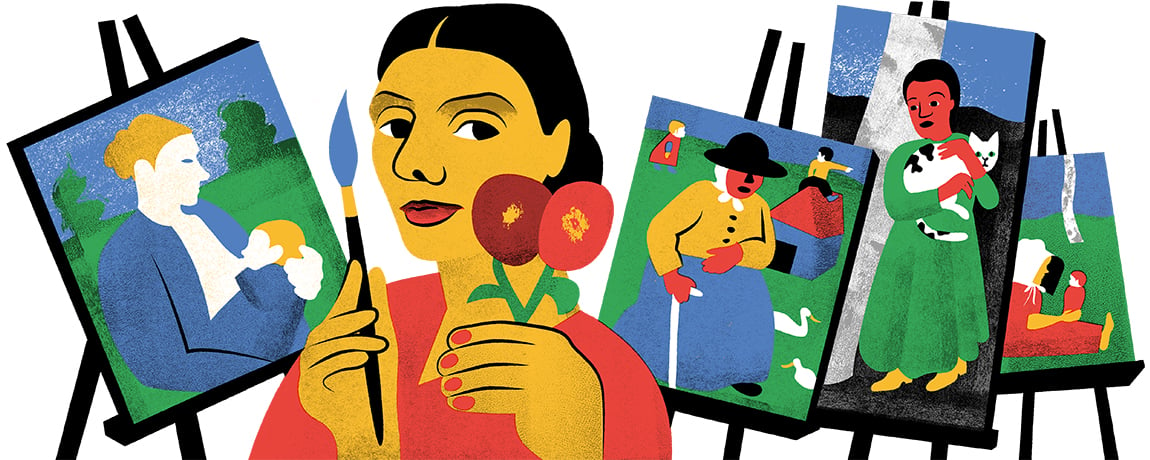 Golden Cosmos created this Google Doodle of German painter Paula Modersohn-Becker. Courtesy of Golden Cosmos/Google.