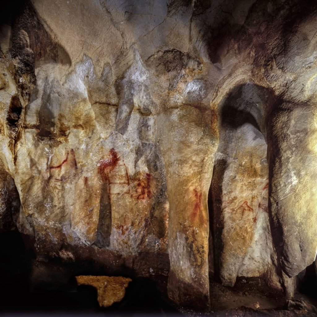 Paintings in Spain's La Pasiega cave, thought to have been made 64,000 years ago by Neanderthals. Photo courtesy of C.D Standish, A.W.G. Pike, and D.L. Hoffmann/Max Planck Institute for Evolutionary Anthropology.