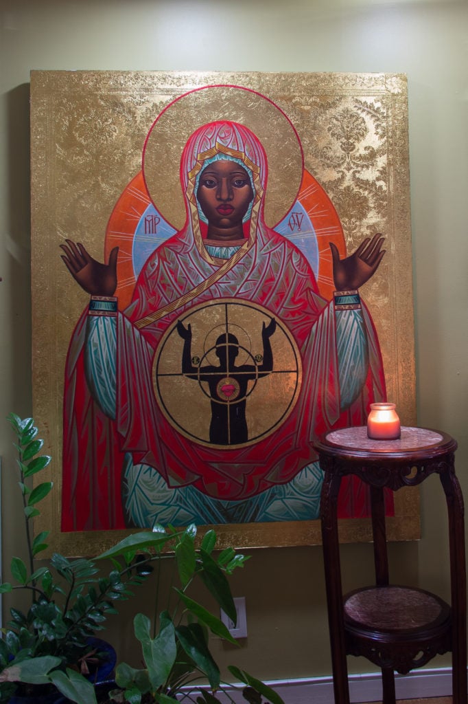 Mark Dukes, <em>Our Lady of Ferguson and All Those Killed by Gun Violence</em>. Photo courtesy of the artist.