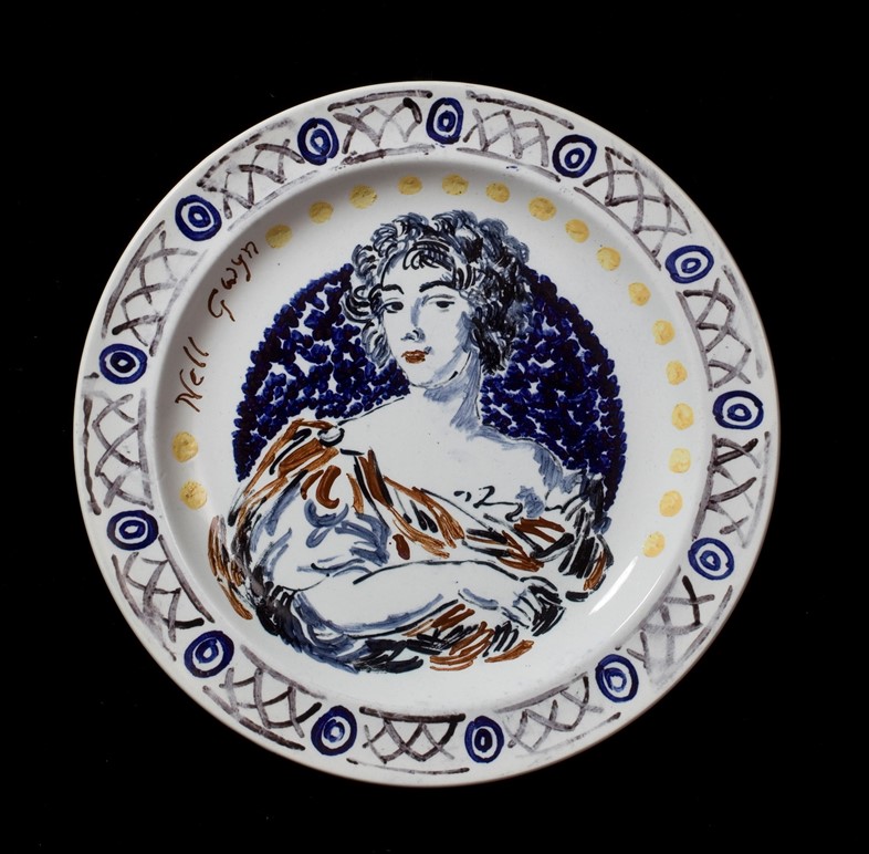 Vanessa Bell and Duncan Grant, <em>The Famous Women Dinner Service</em>, Nell Gwyn (c. 1932–34). Photo courtesy Piano Nobile/Robert Travers Works of Art Limited.
