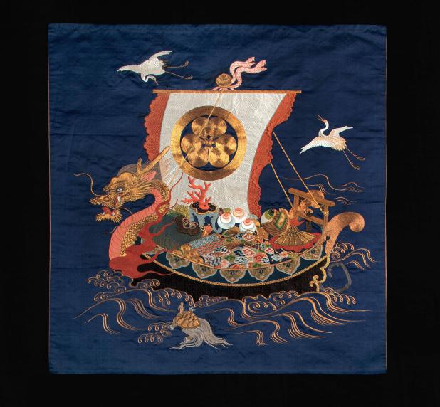 Mid-19th-century Japanese silk embroidery "Wealth Boat." Courtesy of the Newark Museum.