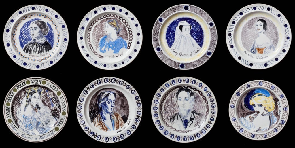 Vanessa Bell and Duncan Grant, <em>The Famous Women Dinner Service</em> (c. 1932–34), detail. Photo courtesy Piano Nobile/Robert Travers Works of Art Limited.