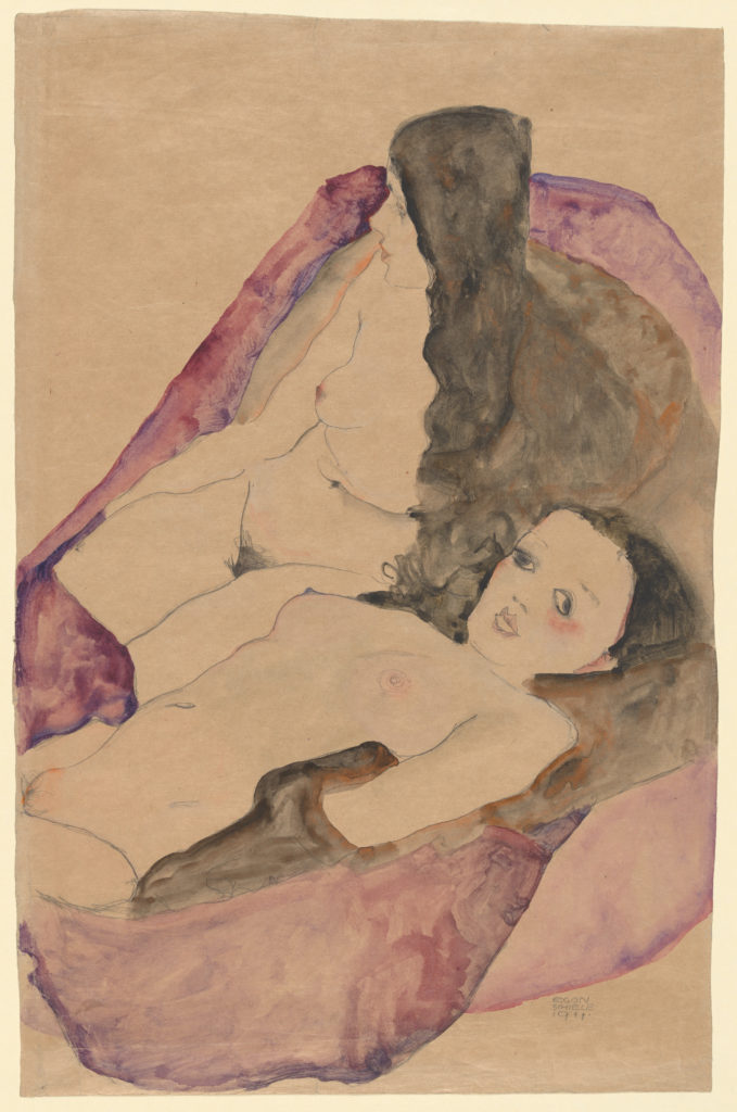 Egon Schiele, Two Reclining Nudes (1911), donated to the Met by Scofield Thayer. Courtesy of the Metropolitan Museum of Art.