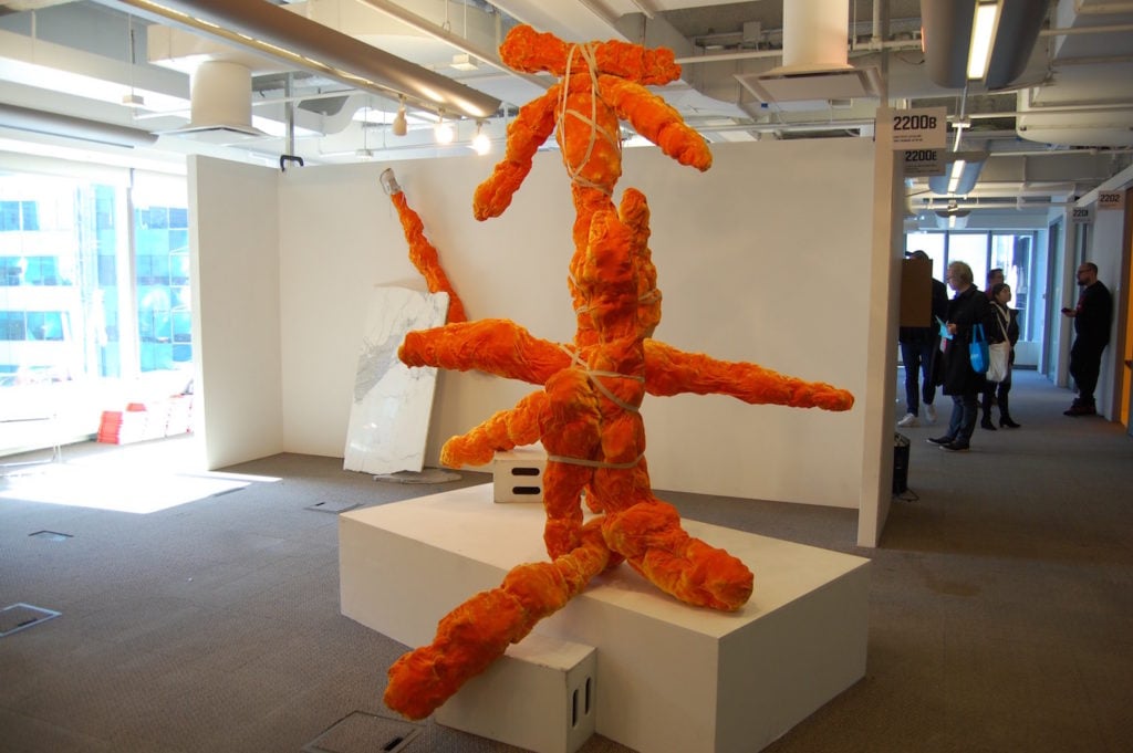 One of Andy Harman's Cheeto sculptures at SPRING/BREAK Art Show. Photo courtesy of Sarah Cascone.