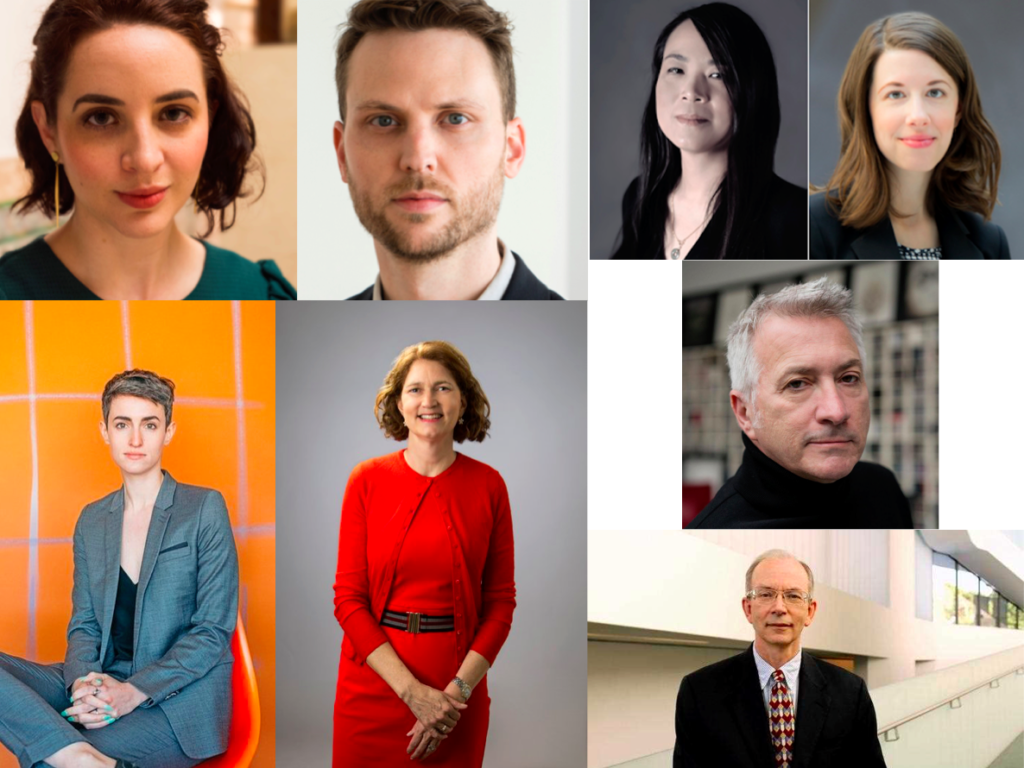 Major arts nonprofits hires made during the week of March 26, 2018. Clockwise from upper left: Kristen Windmuller-Luna, Drew Sawyer, Irene Mei Zhi Shum, Natalie Dupêcher, Christopher Scoates, Colin C. MacKenzie, Stephanie Wiles, and Justine Ludwig.