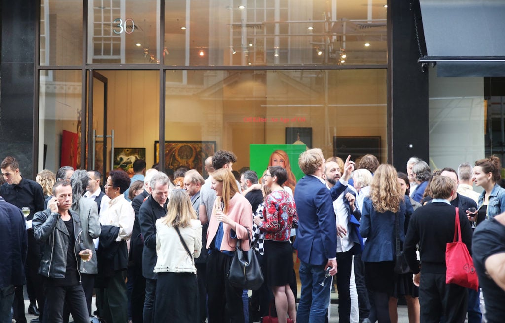 An IRL opening at Dadiani Fine Art in London. Image courtesy Dadiani Fine Art.