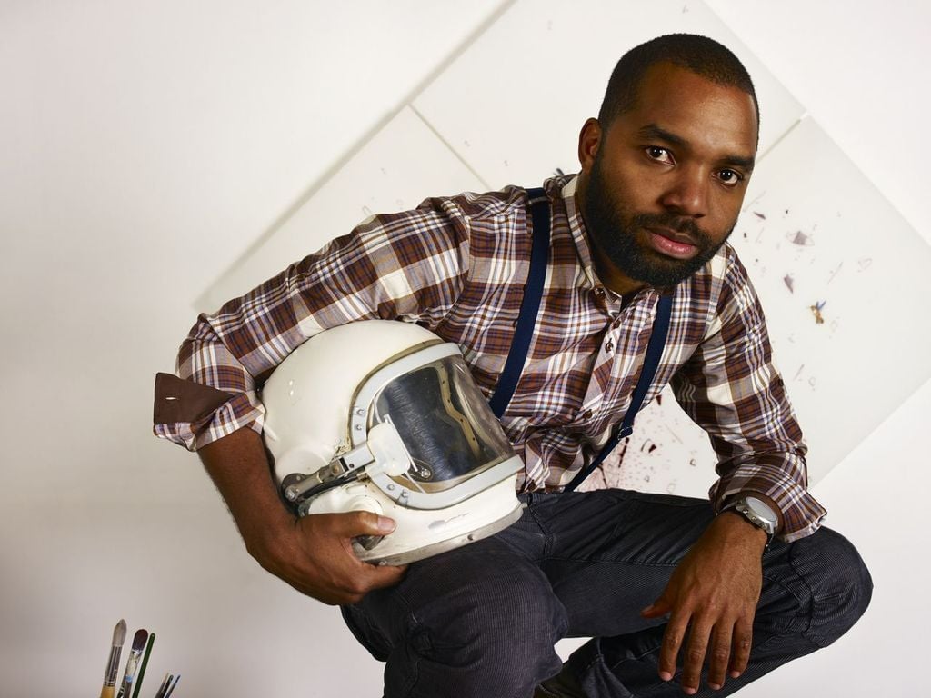 Tavares Strachan in his studio. Photo by Andy Romer, courtesy of the artist.