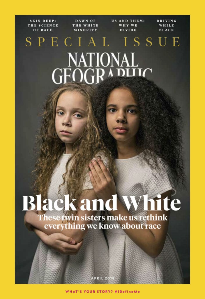 April 2018 issue of National Geographic, a single topic issue on the subject of race. Courtesy of National Geographic.