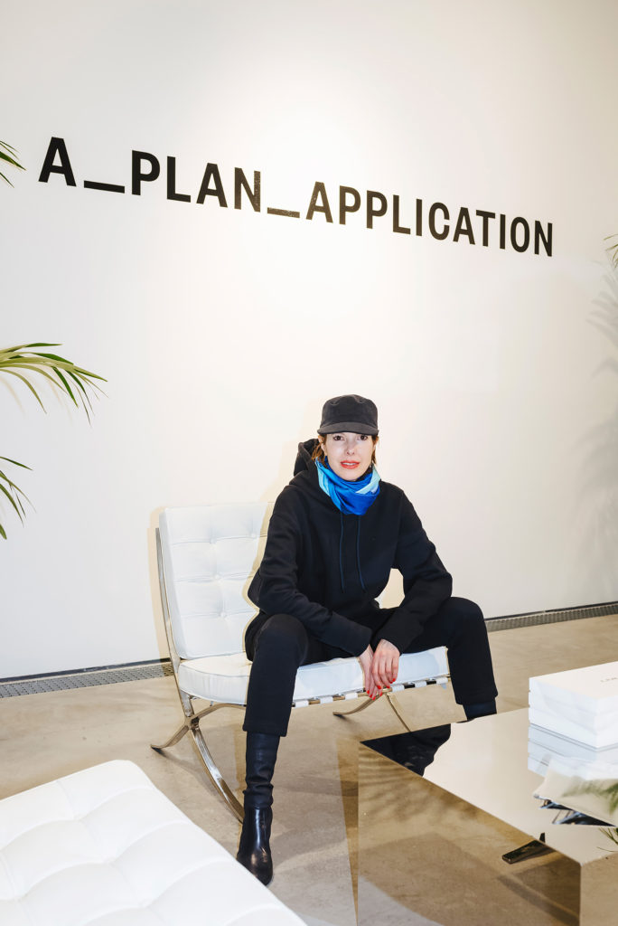 Anna Blessmann in A_Plan_Application's studio during Paris Fashion Week. Courtesy of the studio.