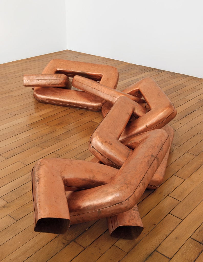 Danh Vo's <i>We the People (detail)</i> (2011), so far the highest priced work from the series to sell at auction, at Phillips New York in November 2014. Courtesy of Phillips.