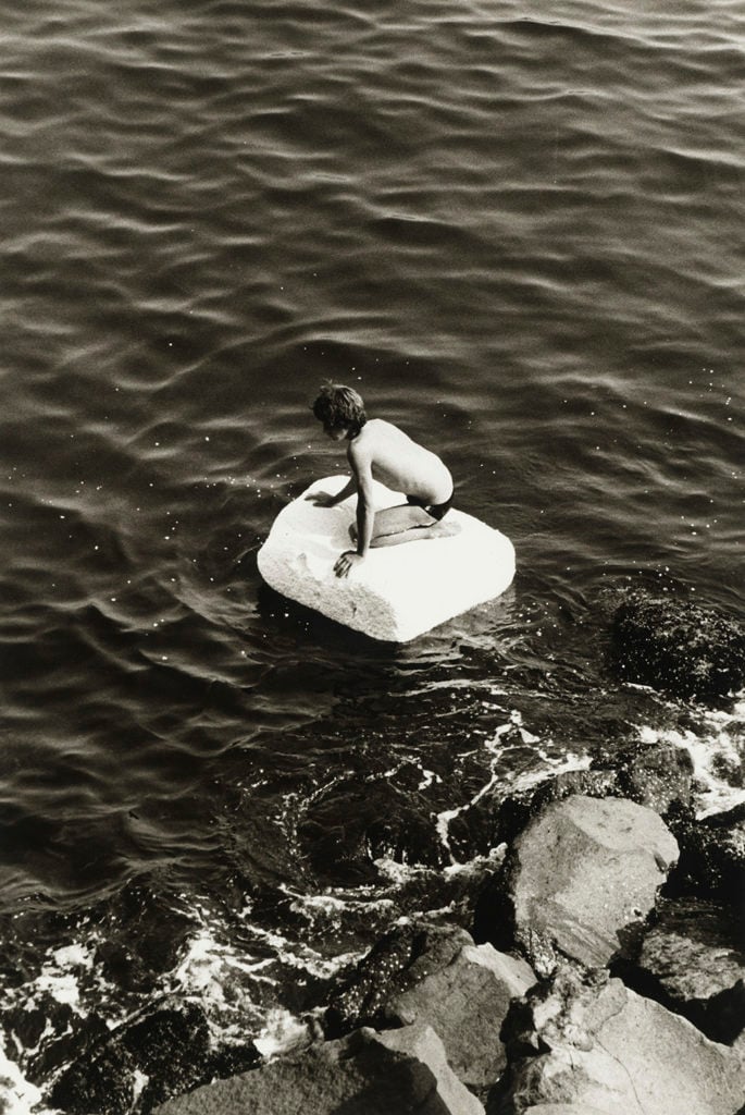 Peter Hujar, Boy on Raft, 1978, gelatin silver print, purchased on The Charina Endowment Fund, The Morgan Library & Museum, 2013.108:1.97. © Peter Hujar Archive, LLC, courtesy Pace/MacGill Gallery, New York and Fraenkel Gallery, San Francisco. 
