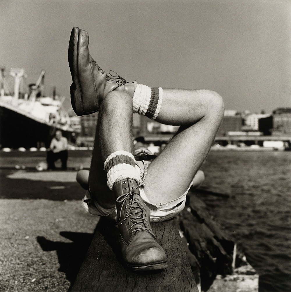Peter Hujar, Christopher Street Pier (2), 1976, gelatin silver print, purchased on The Charina Endowment Fund, The Morgan Library & Museum, 2013.108:1.84. © Peter Hujar Archive, LLC, courtesy Pace/MacGill Gallery, New York and Fraenkel Gallery, San Francisco. 