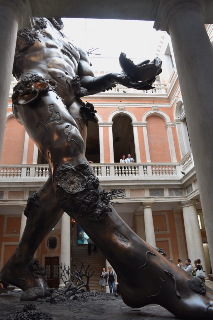 Colossus at the entrance of Damien Hirst's "Treasures From the Wreck of The Unbelievable." Image courtesy Ben Davis.