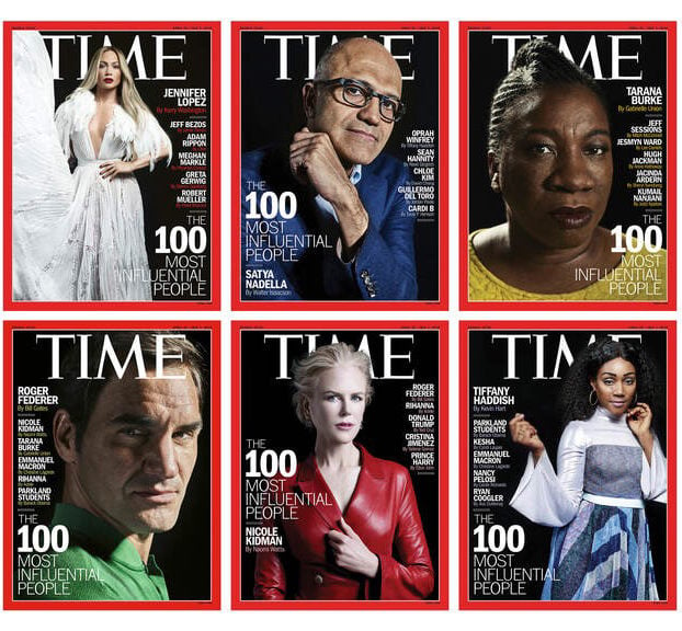 Some of the members of the T100 list of 2018’s 100 most influential people. Courtesy of TIME magazine.