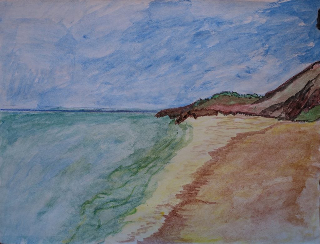 Ammar Al-Baluchi, Seashore. Courtesy of Art From Guantánamo Bay.