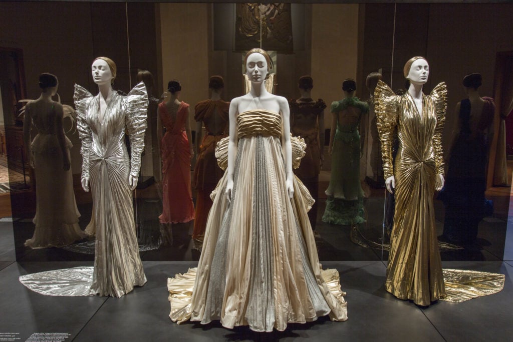 Evening Dresses by Rodarte (2011), courtesy of the Los Angeles County Museum of Art, on view in "Heavenly Bodies" at the Met Fifth Avenue, Robert Lehman Wing. Photo courtesy of the Metropolitan Museum of Art. 