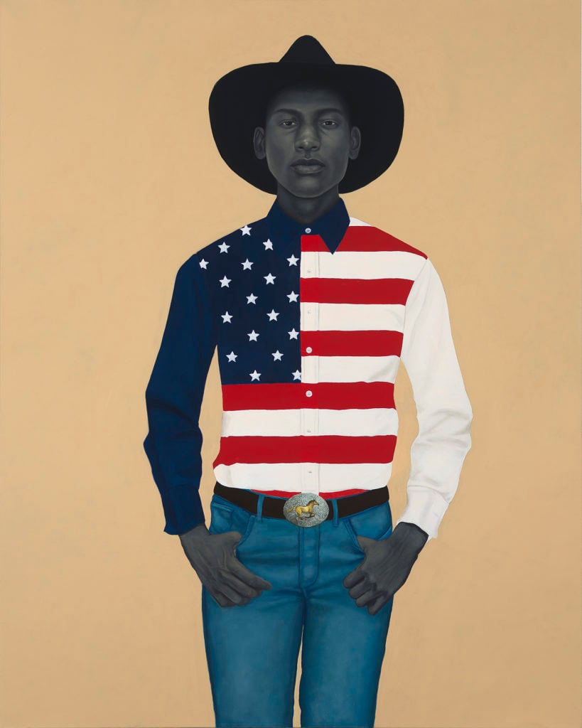 Amy Sherald, What's precious inside of him does not care to be known by the mind in ways that diminish its presence (All American), 2017. Courtesy of the artist and Hauser & Wirth, ©Amy Sherald.
