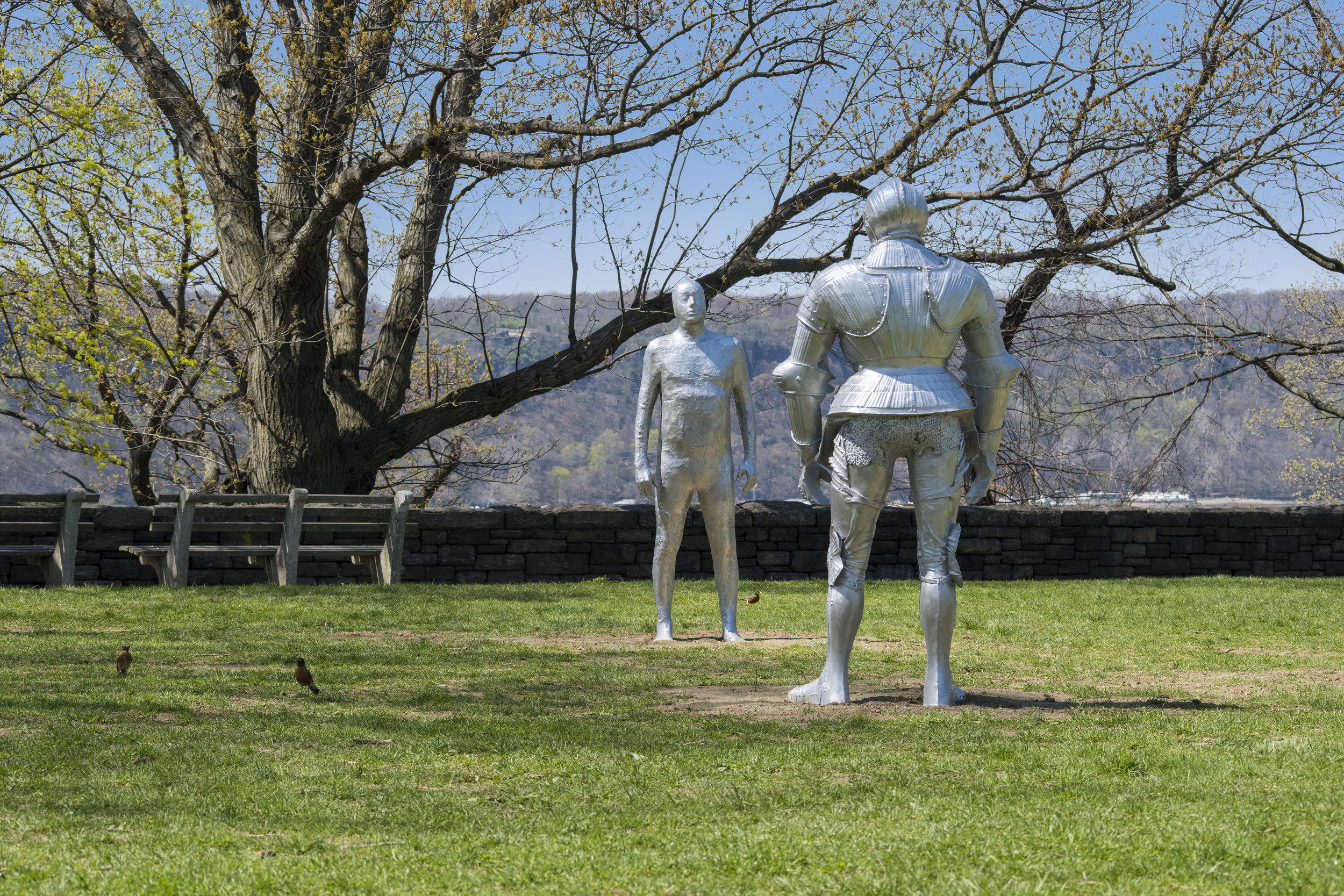 Steinunn Thorarinsdottir, "ARMORS" at Fort Tryon Park. Photo by Azhar Kotadi.