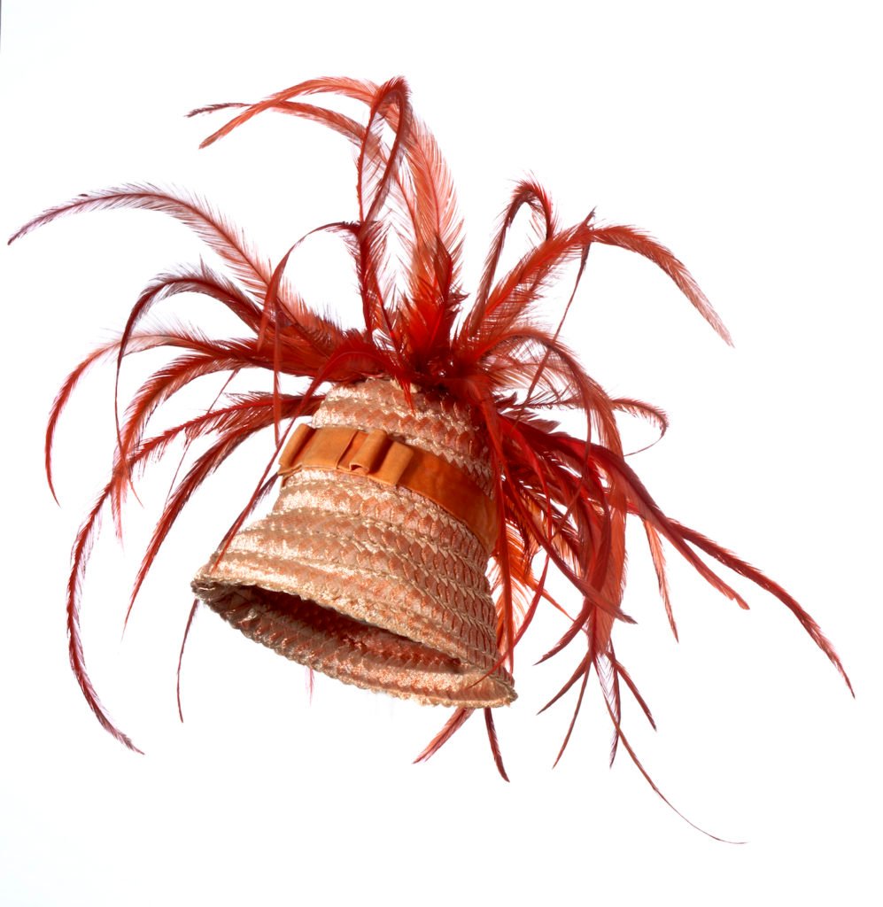 A William J. beach hat made from raffia, velvet, silk, and rooster feathers, (1960). Photo courtesy of the New-York Historical Society. Photo courtesy of the New-York Historical Society.