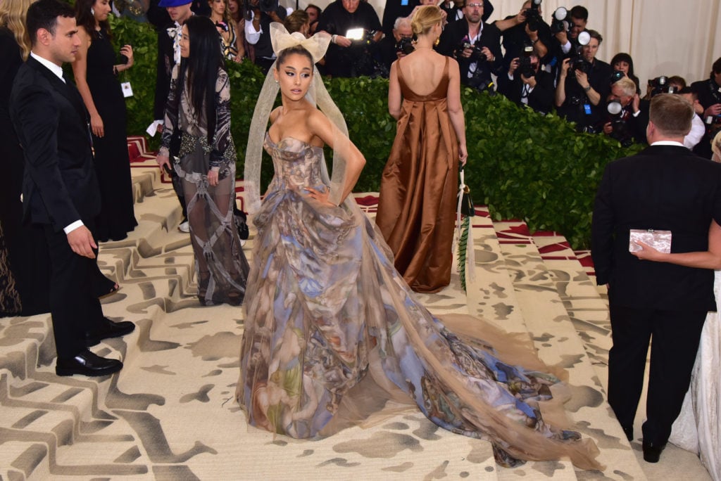 Ariana Grande at the Metropolitan Museum of Art's gala for Heavenly Bodies: Fashion and the Catholic Imagination. Photo by Sean Zanni, © Patrick McMullan.